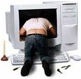 pic of man crawling into a monitor